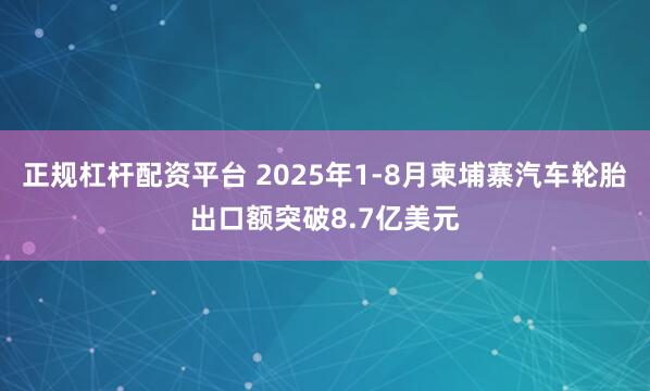 正规杠杆配资平台 2025年1-8月柬埔寨汽车轮胎出口额突破8.7亿美元